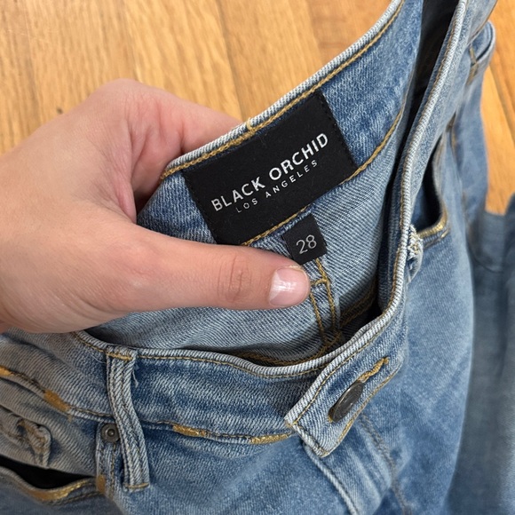 Black Orchid Women’s Gold Foil Light Wash Gisele High Rise Super Skinny Jeans - Picture 5 of 9